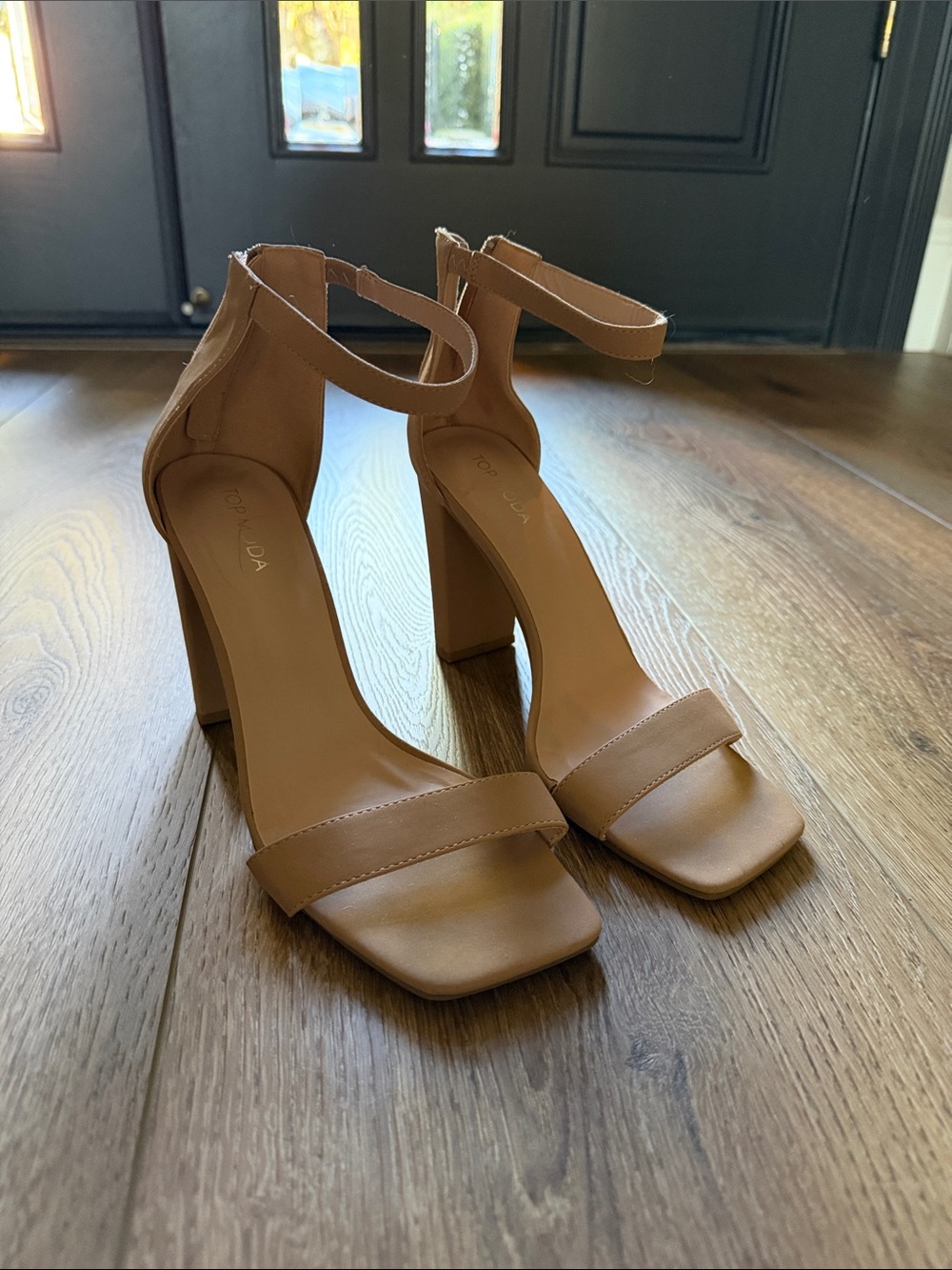 TOP Moda Tan Block Heel Ankle-Strap Sandals